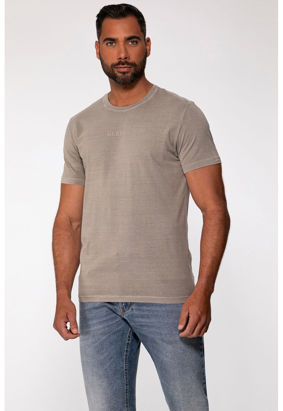 Camiseta Guess Silk Laser Estonada Bege - Imagem 6