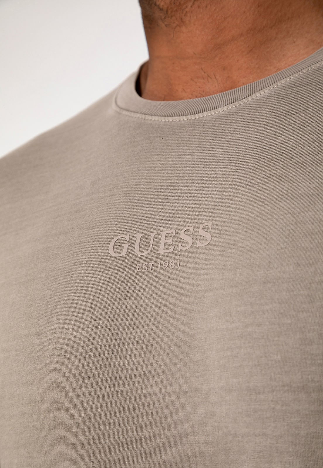 Camiseta Guess Silk Laser Estonada Bege - Imagem 13