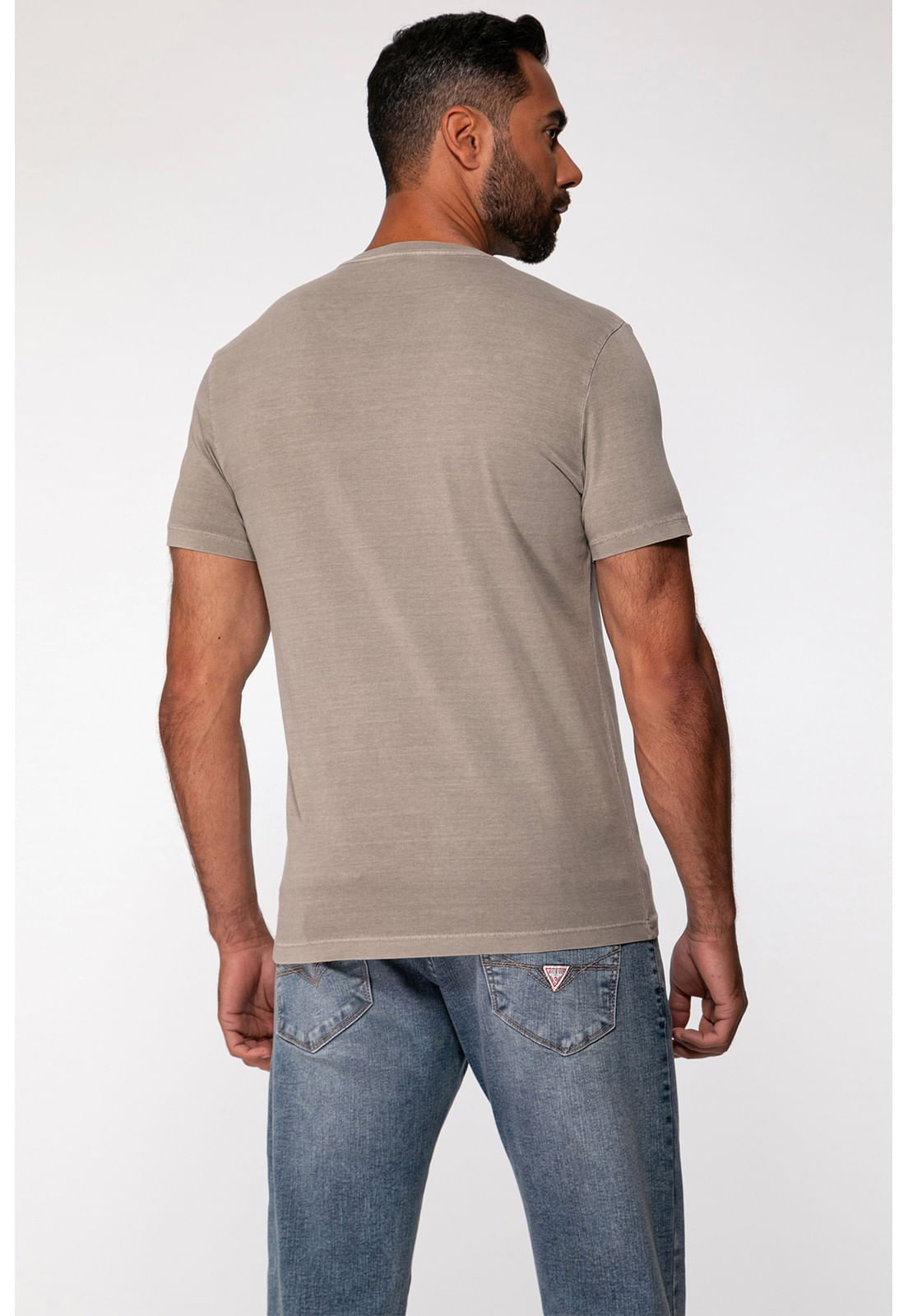 Camiseta Guess Silk Laser Estonada Bege - Imagem 19