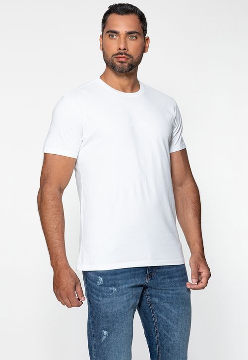 Camiseta Guess Silk Laser Estonada Branco
