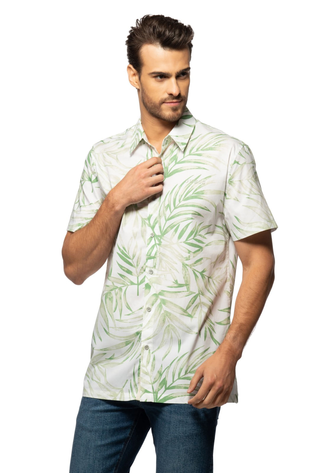 Camisa Manga Curta Folhagem Guess Branco - Imagem 13