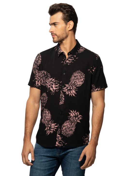 Camisa Manga Curta Hawaiian Pinneapple Guess Branco