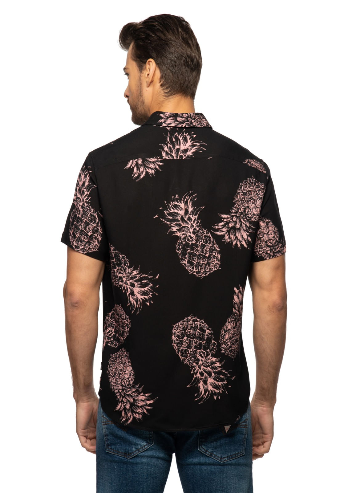 Camisa Manga Curta Hawaiian Pinneapple Guess Branco - Imagem 12