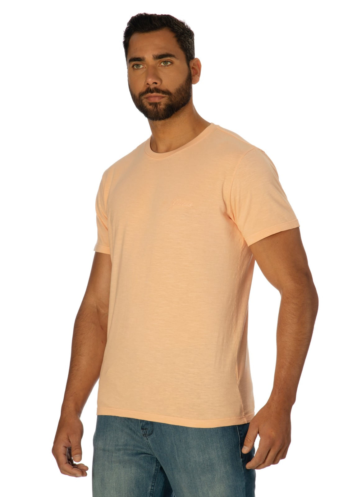Camiseta Bordado Manuscrito Pequeno Laranja Claro - Imagem 5