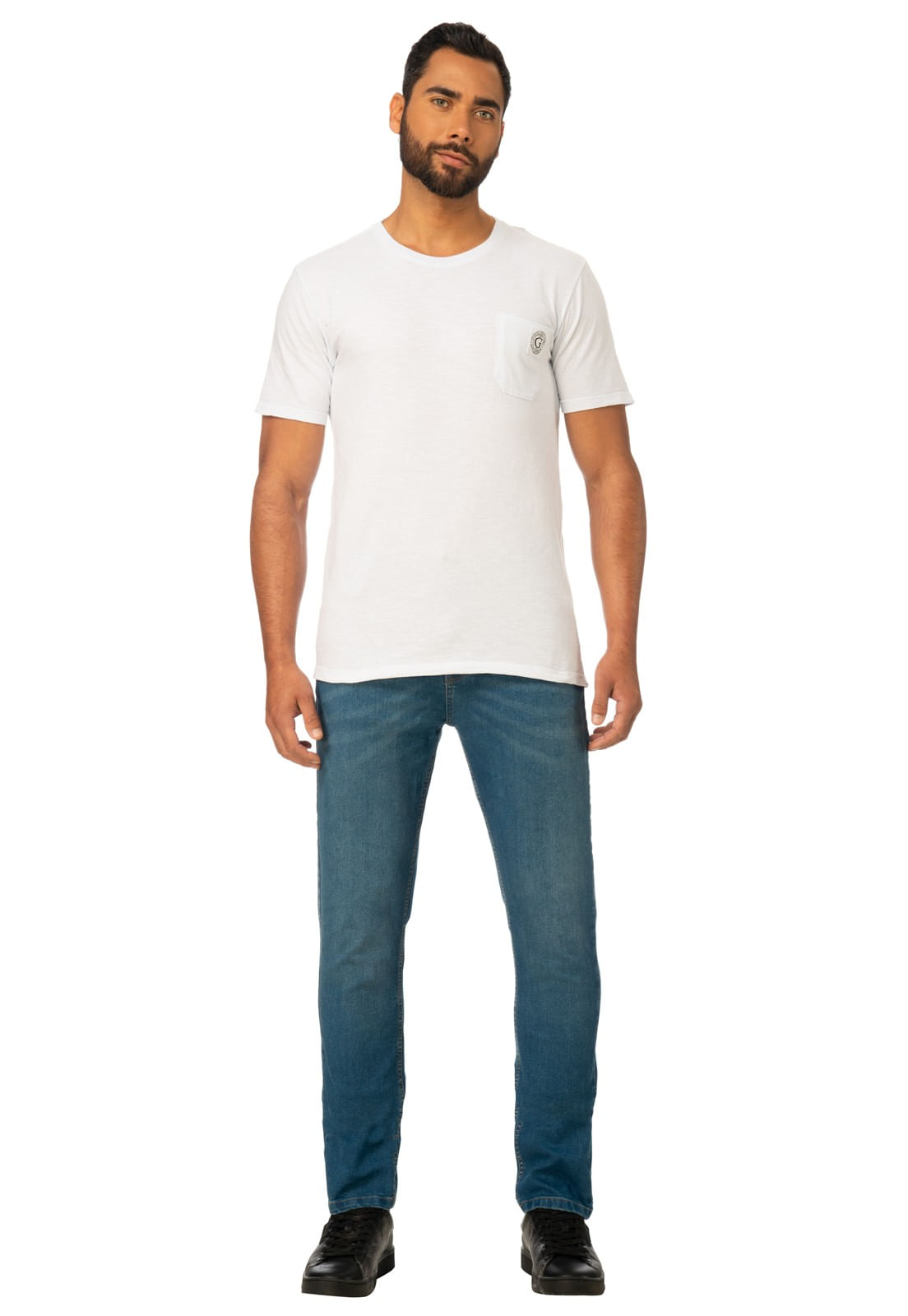 Camiseta Bolso Com Patch Guess Branco - Imagem 2