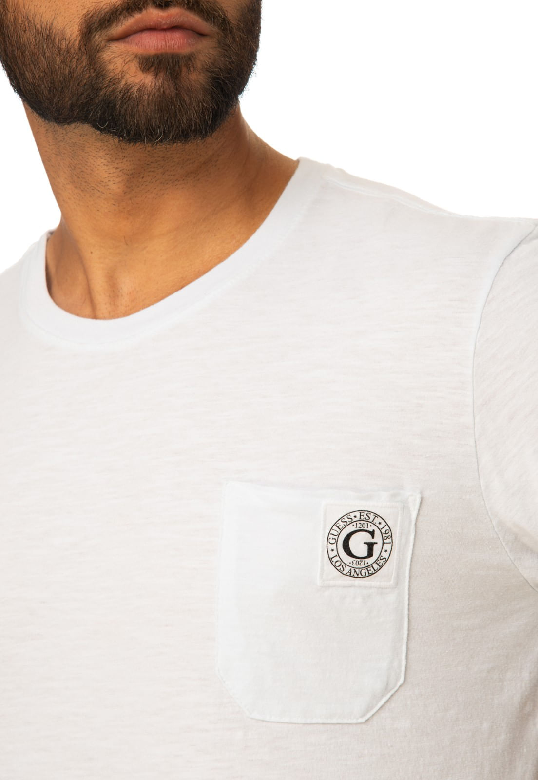 Camiseta Bolso Com Patch Guess Branco - Imagem 3