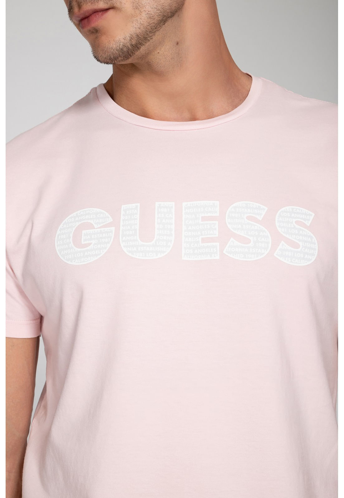 Camiseta Silk Guess Emborrachado Rosa Claro - Imagem 4