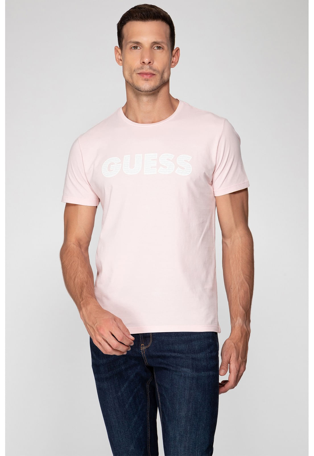 Camiseta Silk Guess Emborrachado Rosa Claro - Imagem 8