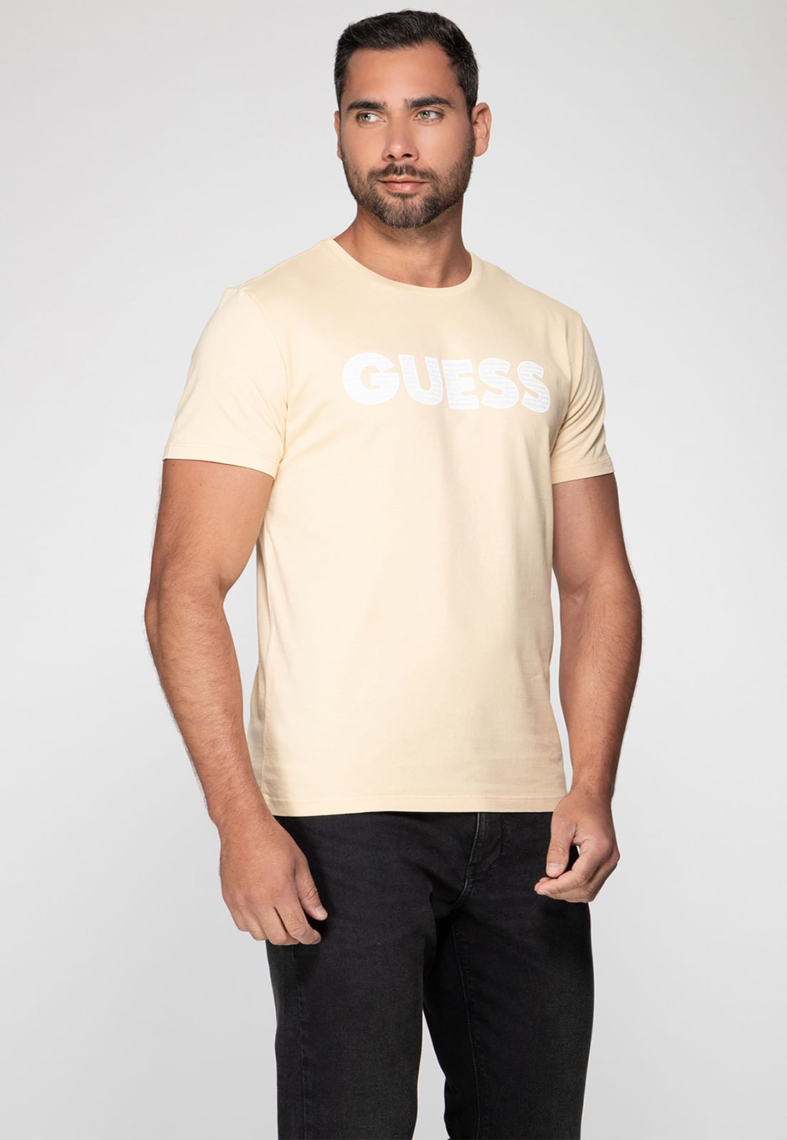 Camiseta Silk Guess Emborrachado Amarelo