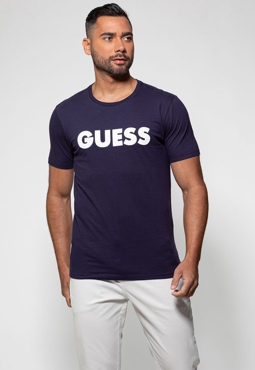 Camiseta Silk Guess Emborrachado Azul Escuro
