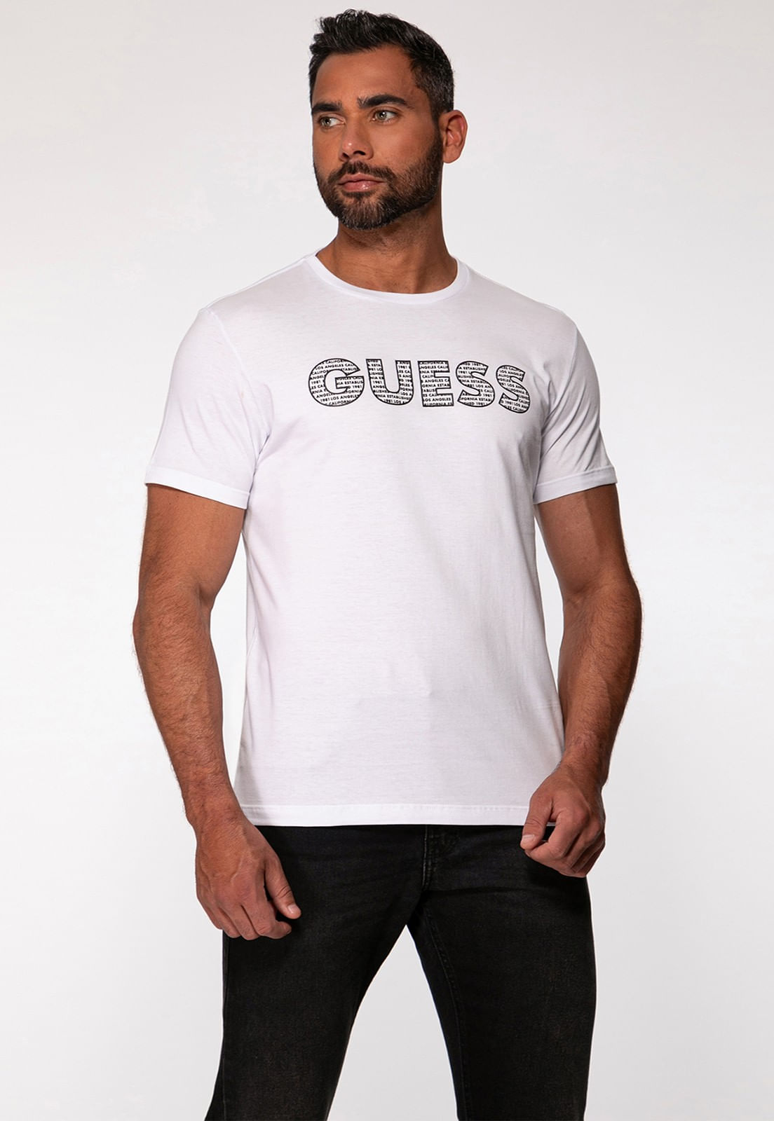 Camiseta Silk Guess Emborrachado Branco - Imagem 21