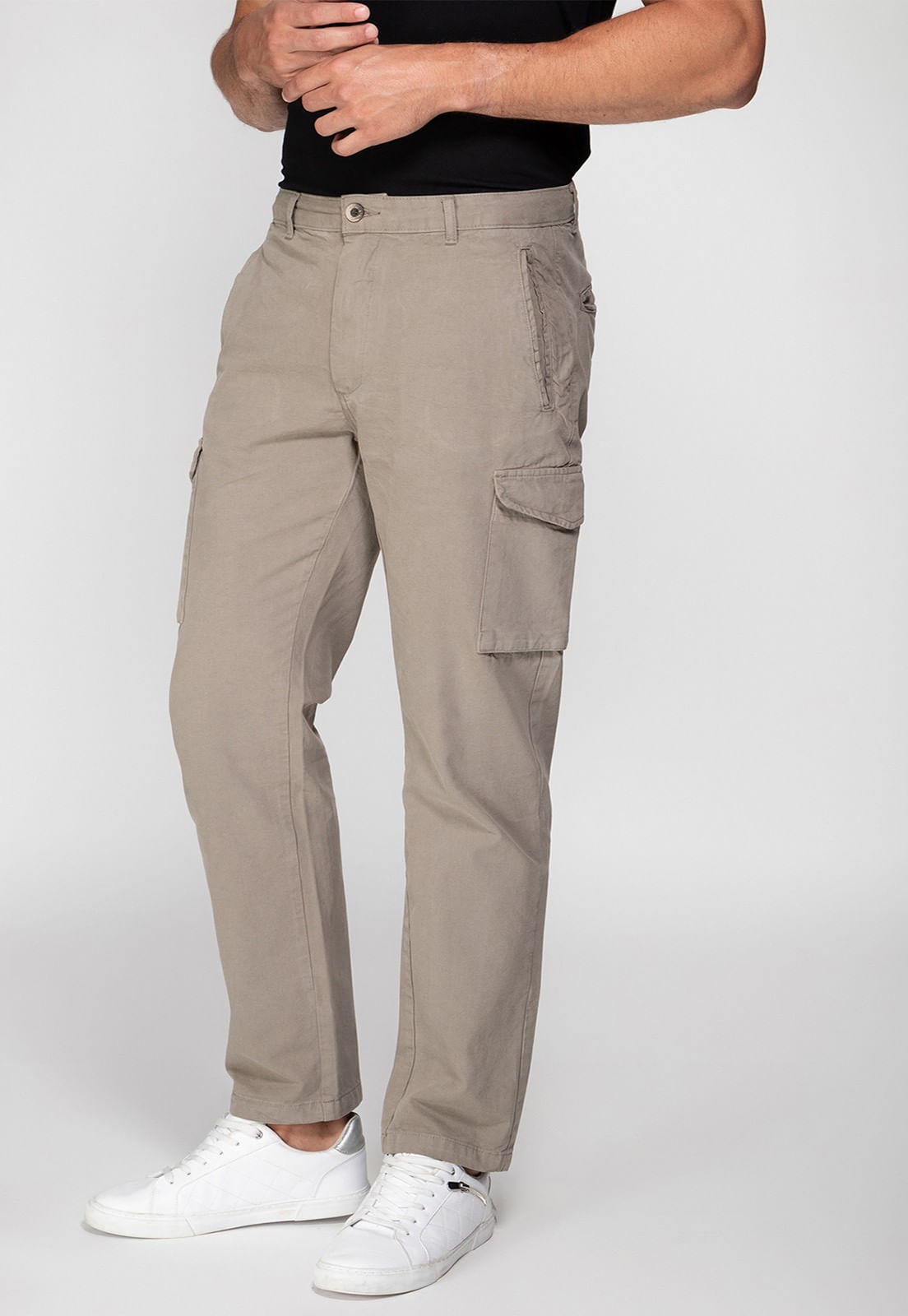 Calça Cargo de Sarja Verde Claro - Imagem 3