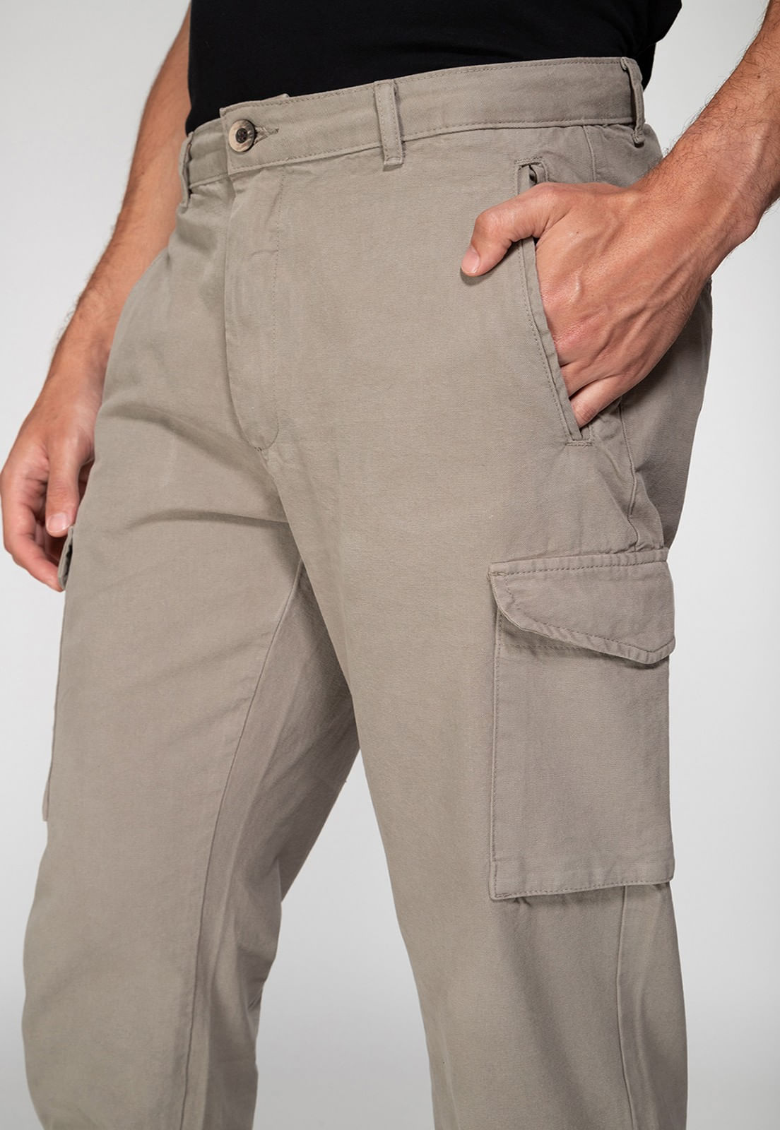 Calça Cargo de Sarja Verde Claro - Imagem 5