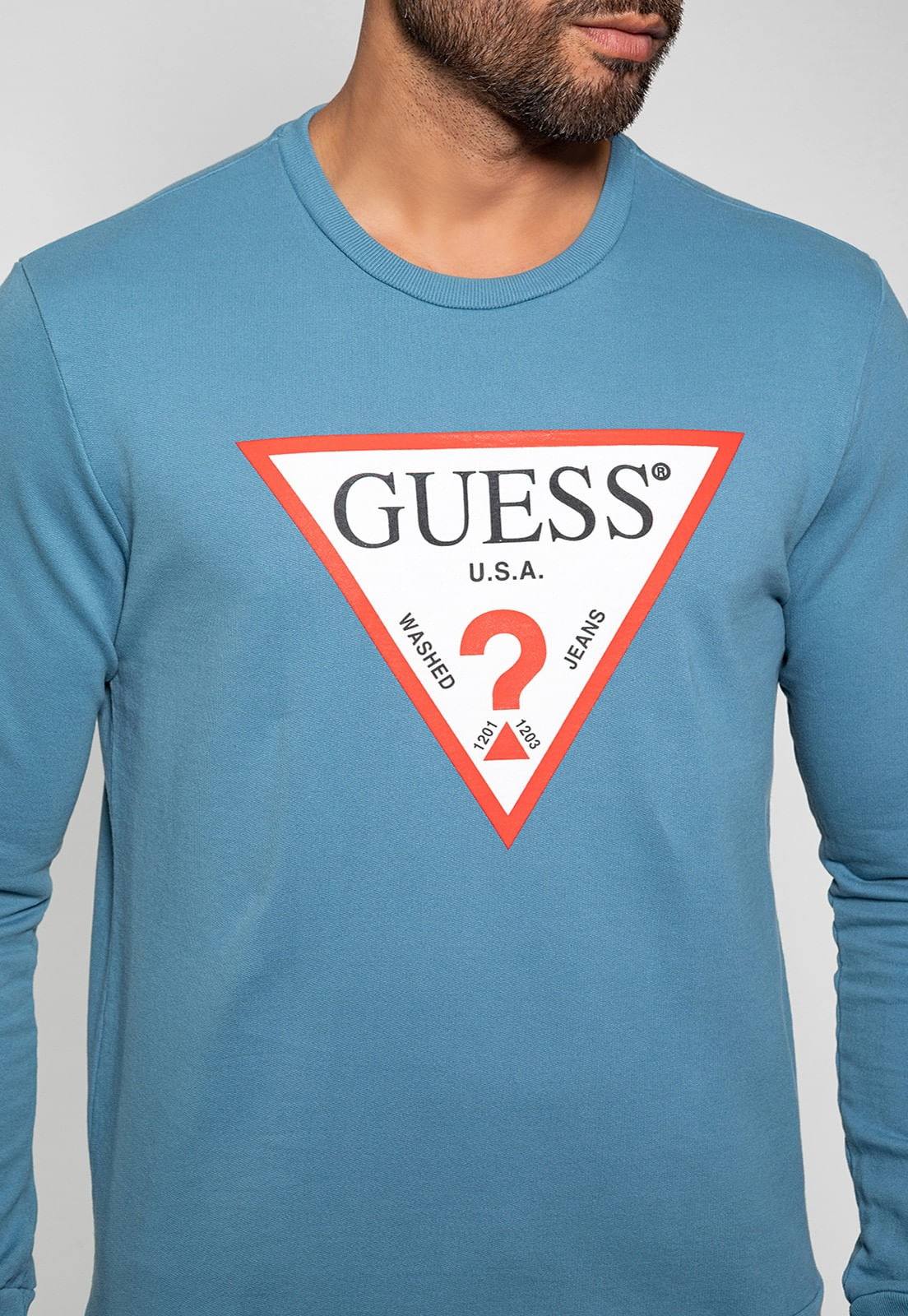 Blusa de Moletom Logo Classic Guess Azul - Imagem 8