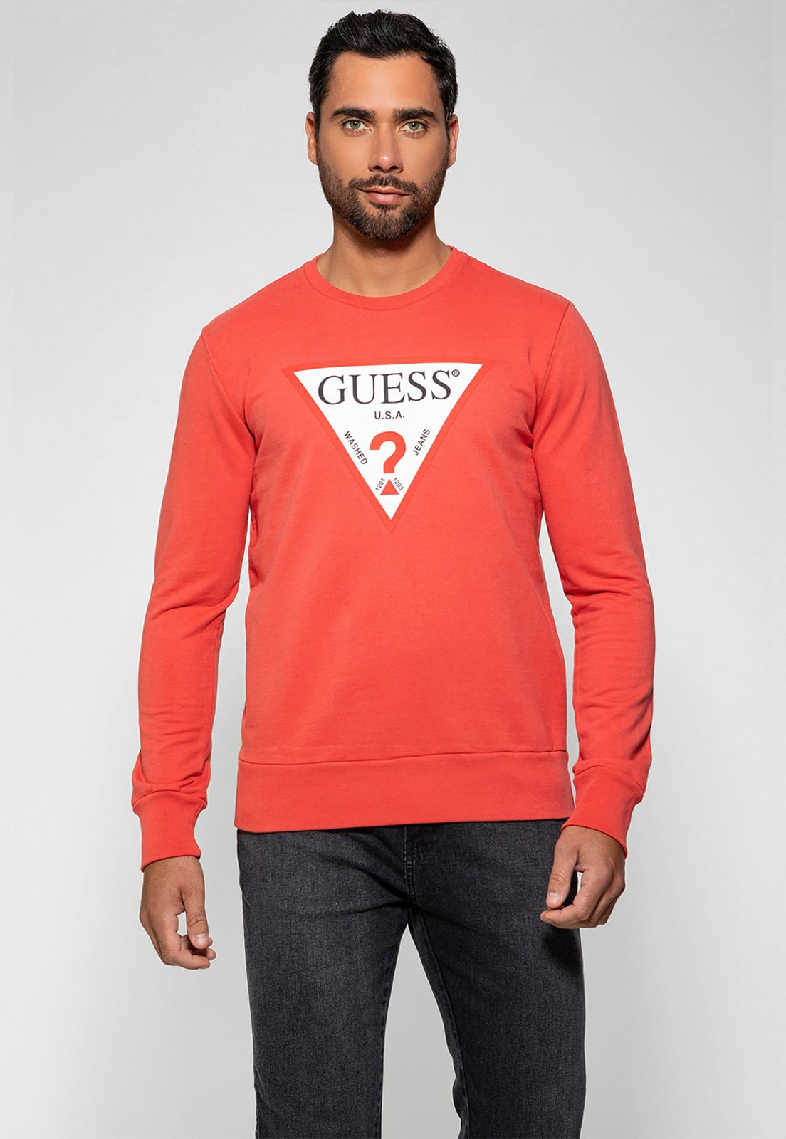 Blusa de Moletom Logo Classic Guess Salmão