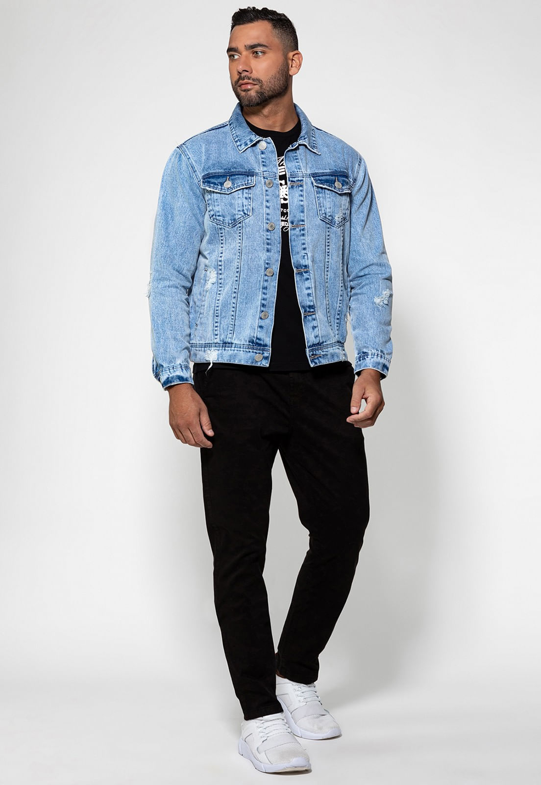 Jaqueta Jeans Truker Puidos Guess Azul Claro - Imagem 9