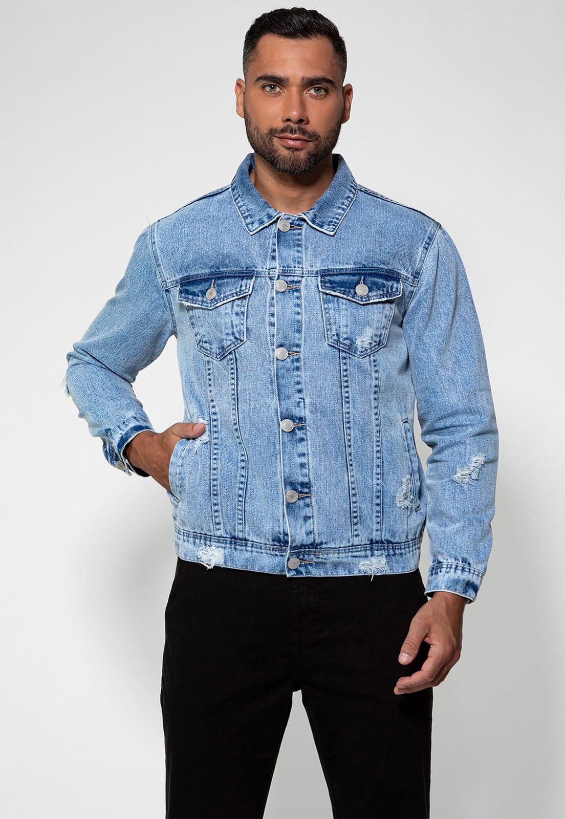 Jaqueta Jeans Truker Puidos Guess Azul Claro - Imagem 20