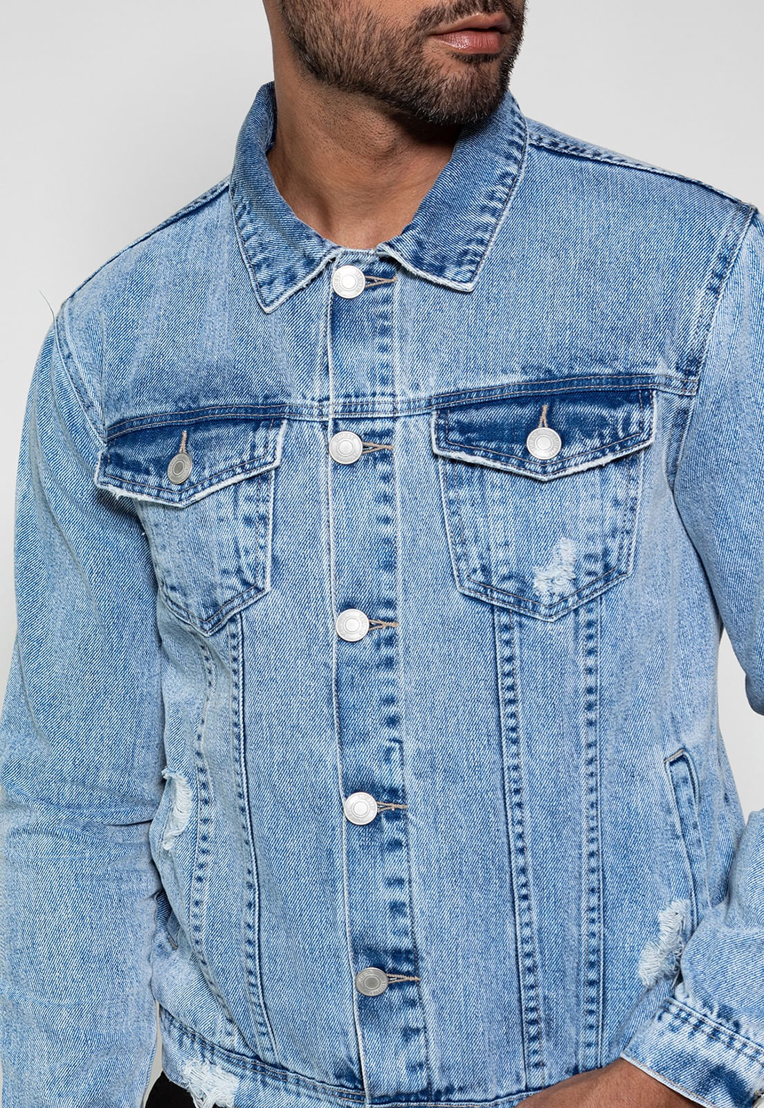 Jaqueta Jeans Truker Puidos Guess Azul Claro - Imagem 22