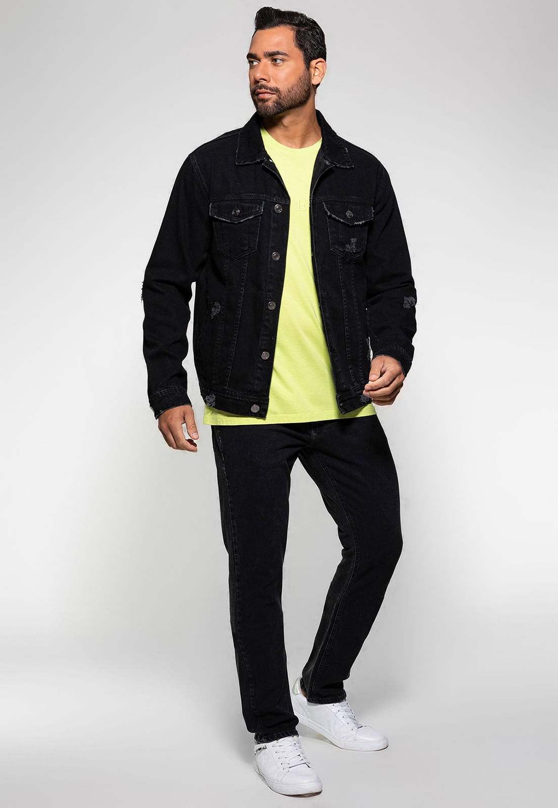 Jaqueta Jeans Truker Puidos Preto - Imagem 3