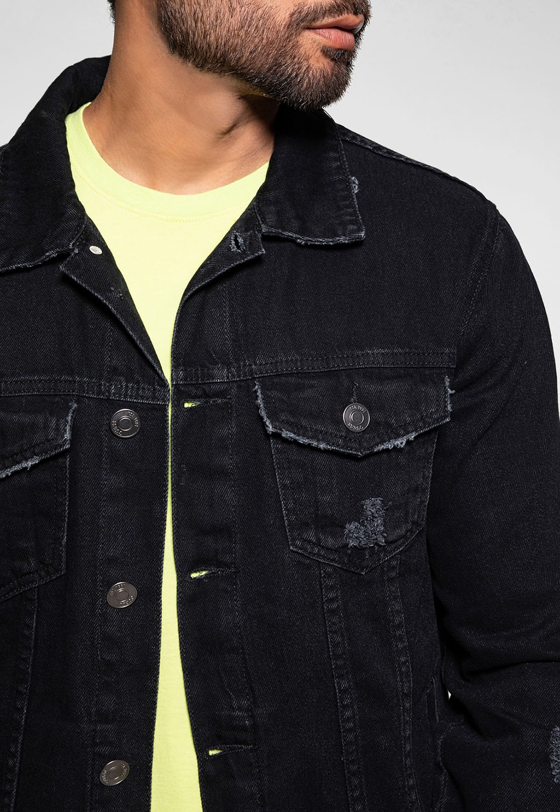 Jaqueta Jeans Truker Puidos Preto - Imagem 4