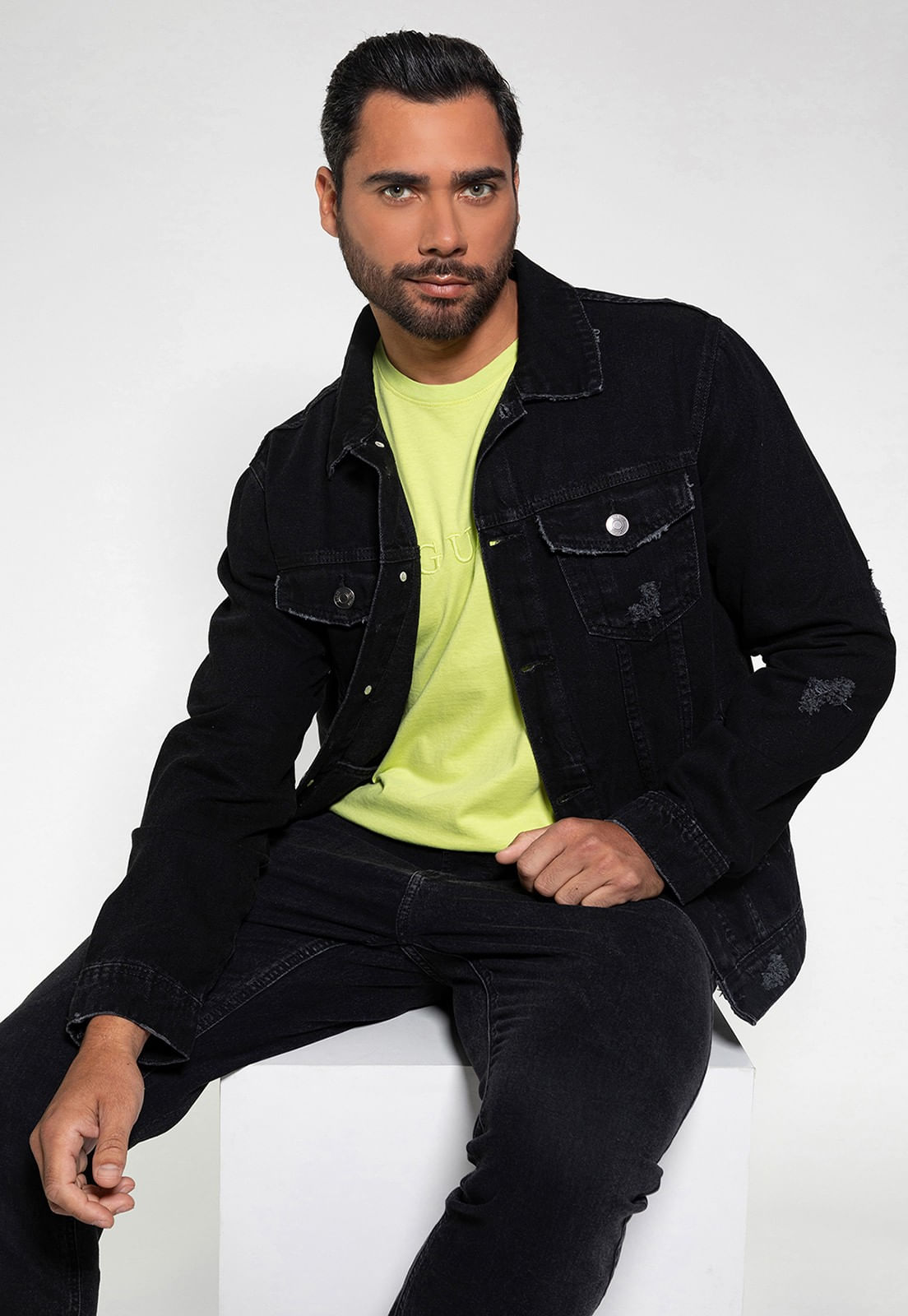 Jaqueta Jeans Truker Puidos Preto - Imagem 6