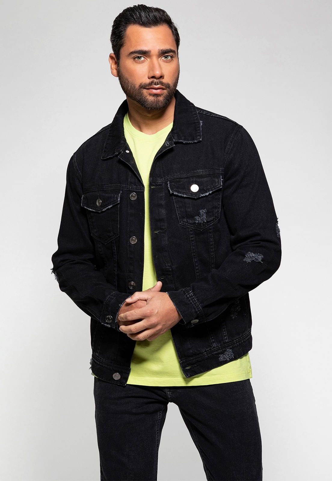 Jaqueta Jeans Truker Puidos Cinza
