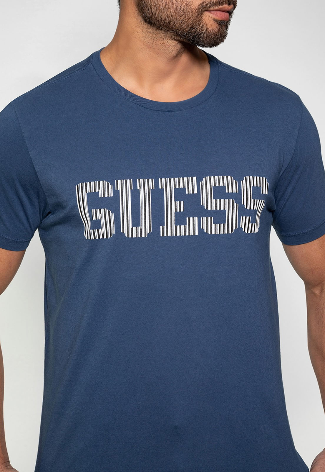 Camiseta Logo Listrado Guess Azul Escuro - Imagem 23