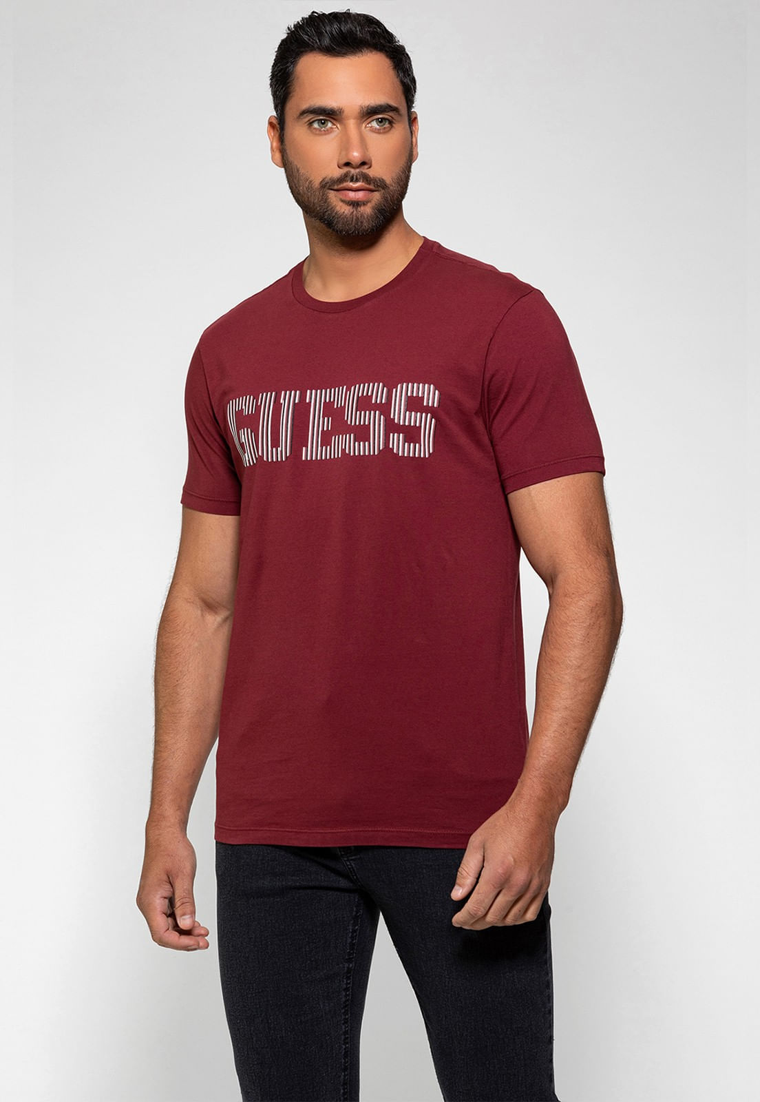 Camiseta Logo Listrado Guess Vinho - Imagem 21