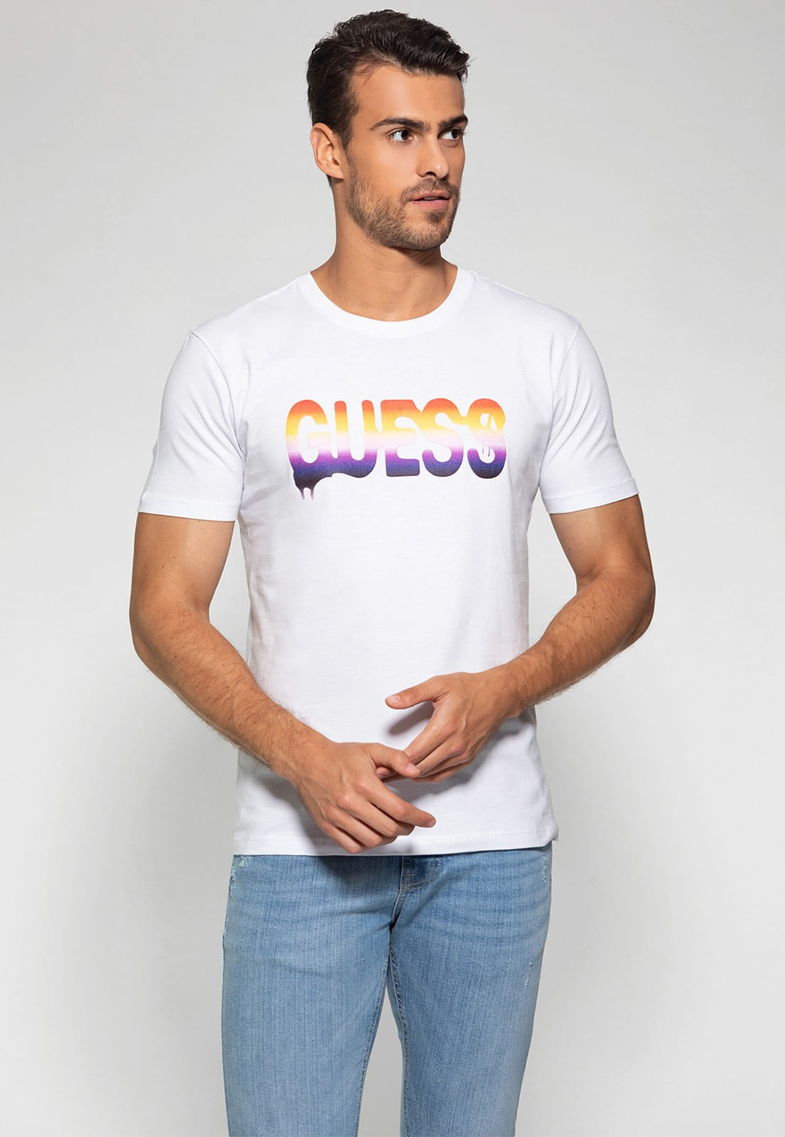 Camiseta Multicolor Guess Branco