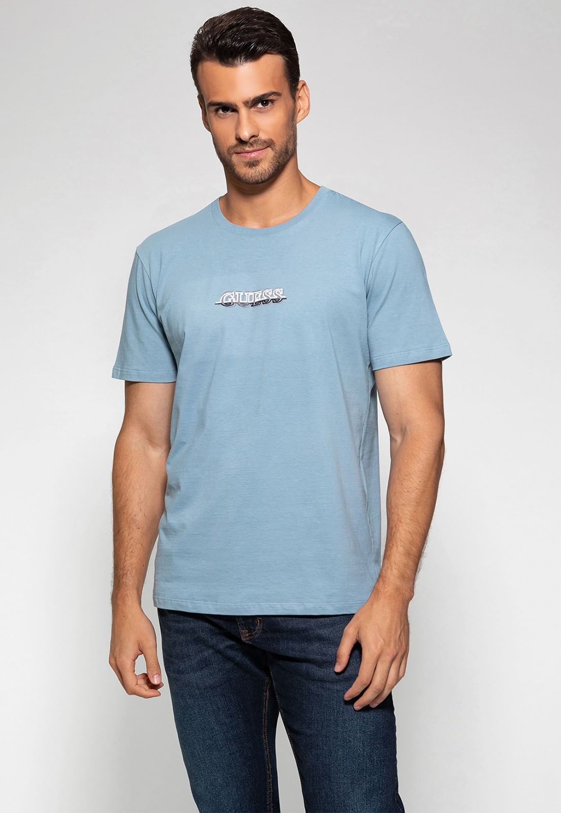 Camiseta Silk Emborrachado Guess Azul - Imagem 6