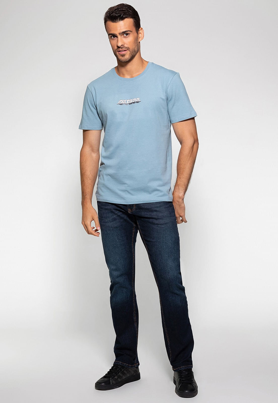 Camiseta Silk Emborrachado Guess Azul - Imagem 7