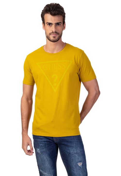 Camiseta Logo Em Gel Guess Amarelo