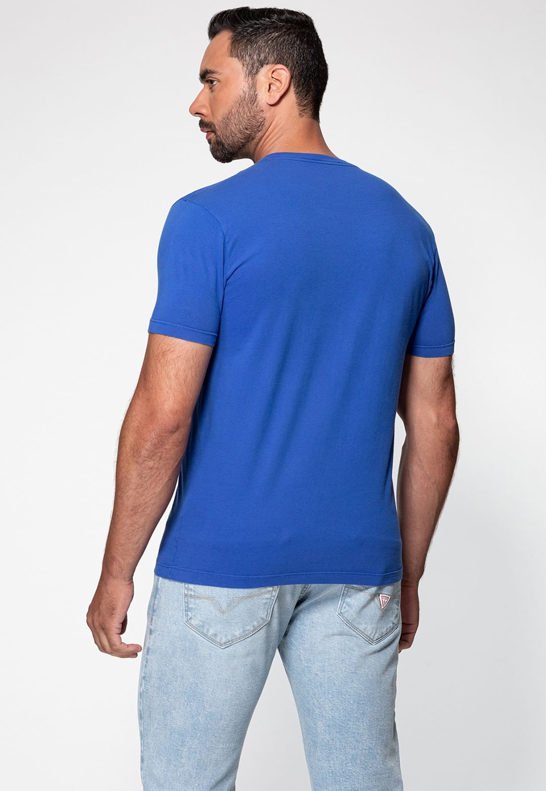 Camiseta Triângulo Emborrachado Guess Azul - Imagem 5