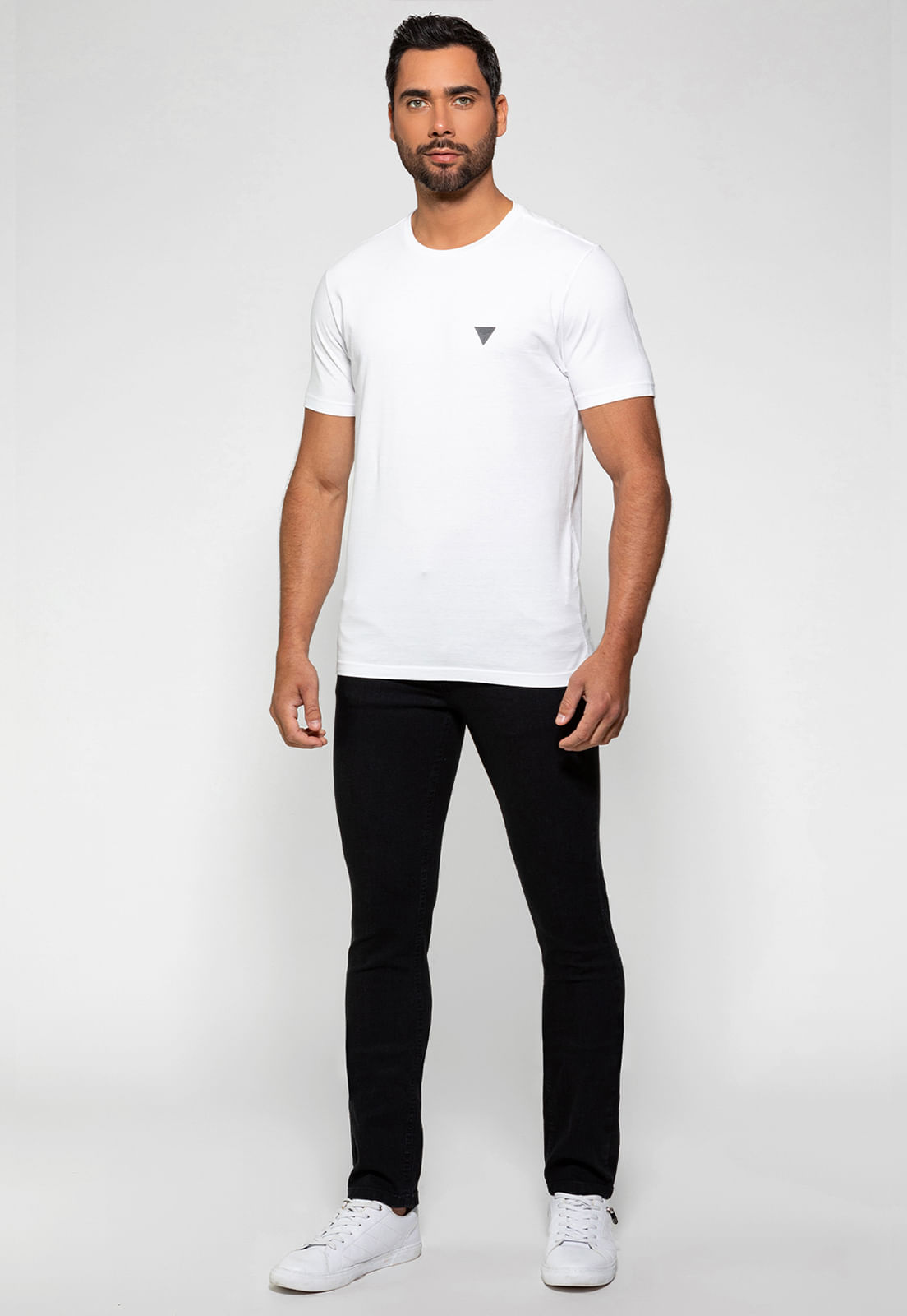 Camiseta Triângulo Emborrachado Guess Branco - Imagem 4