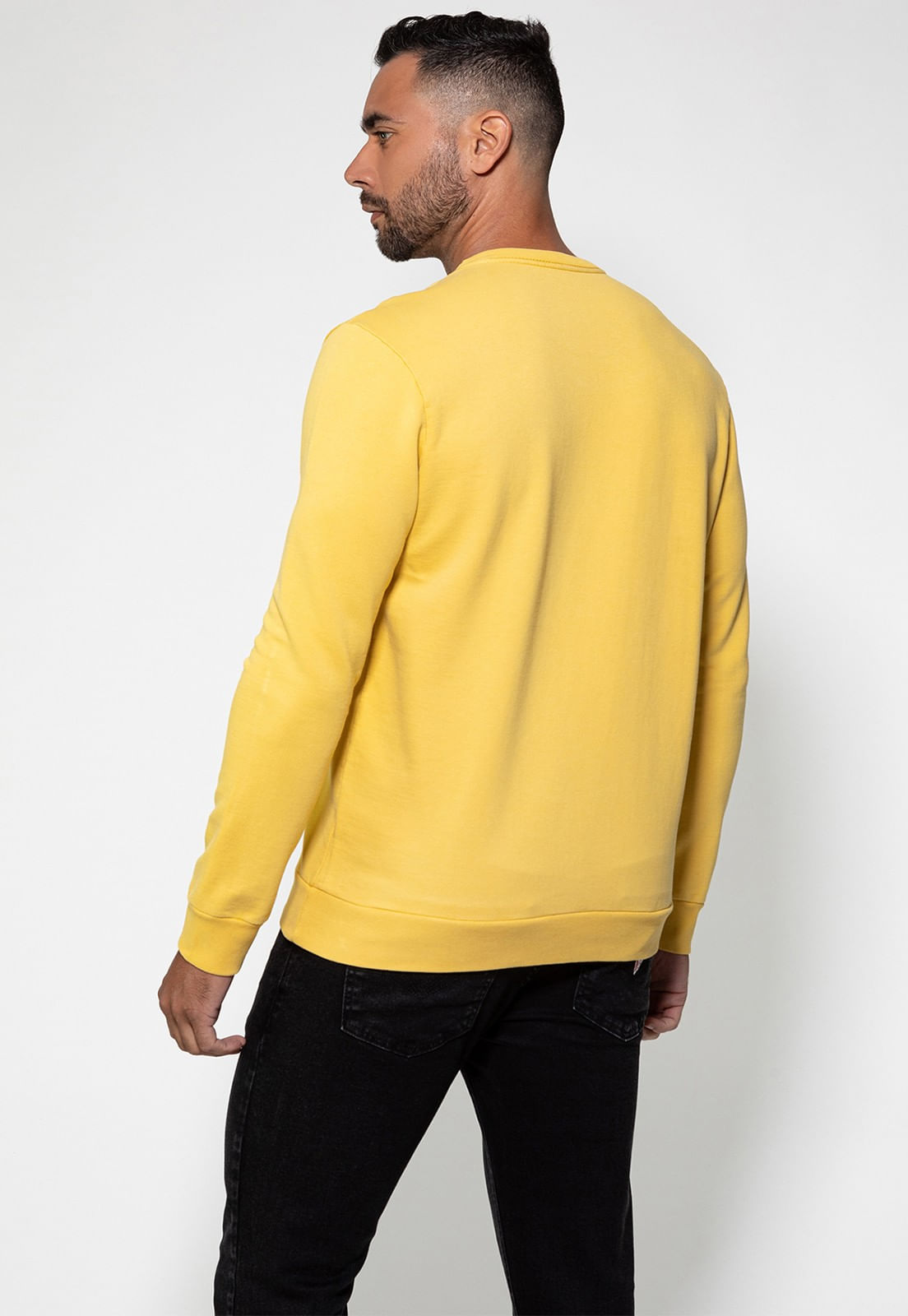 Blusa de Moletom Logo Listrado Guess Amarelo - Imagem 9