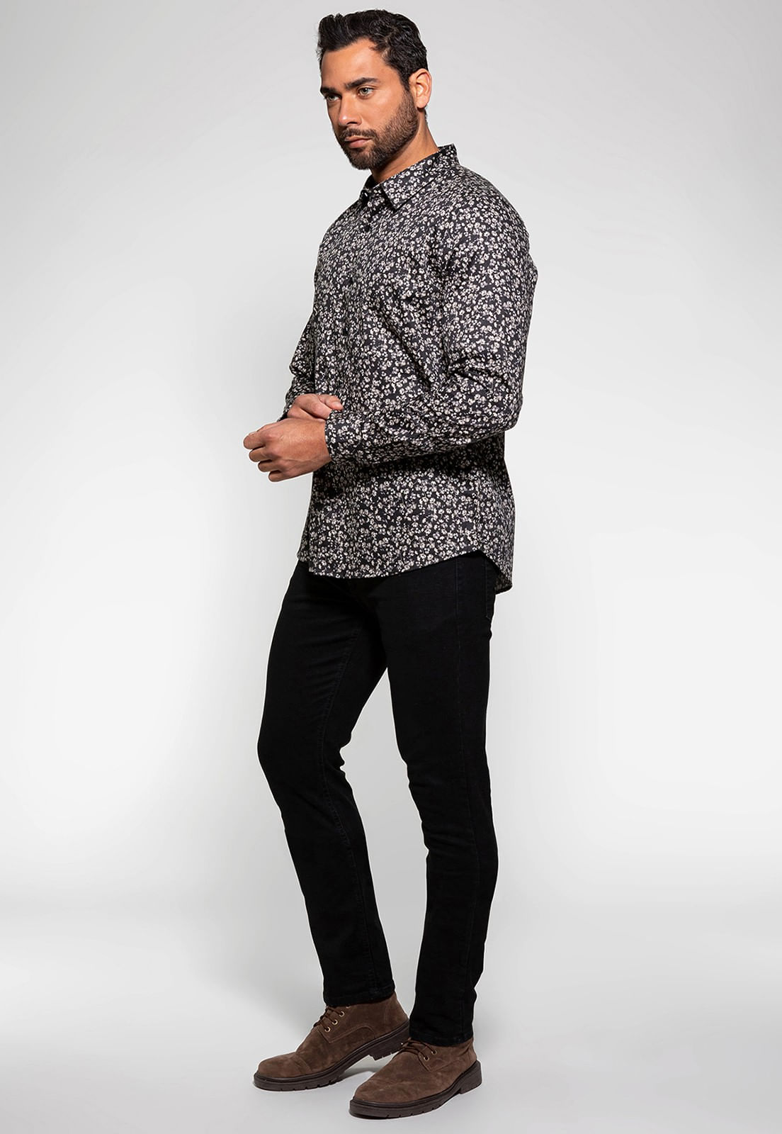 Camisa Manga Longa Mini Flower Guess Preto - Imagem 2