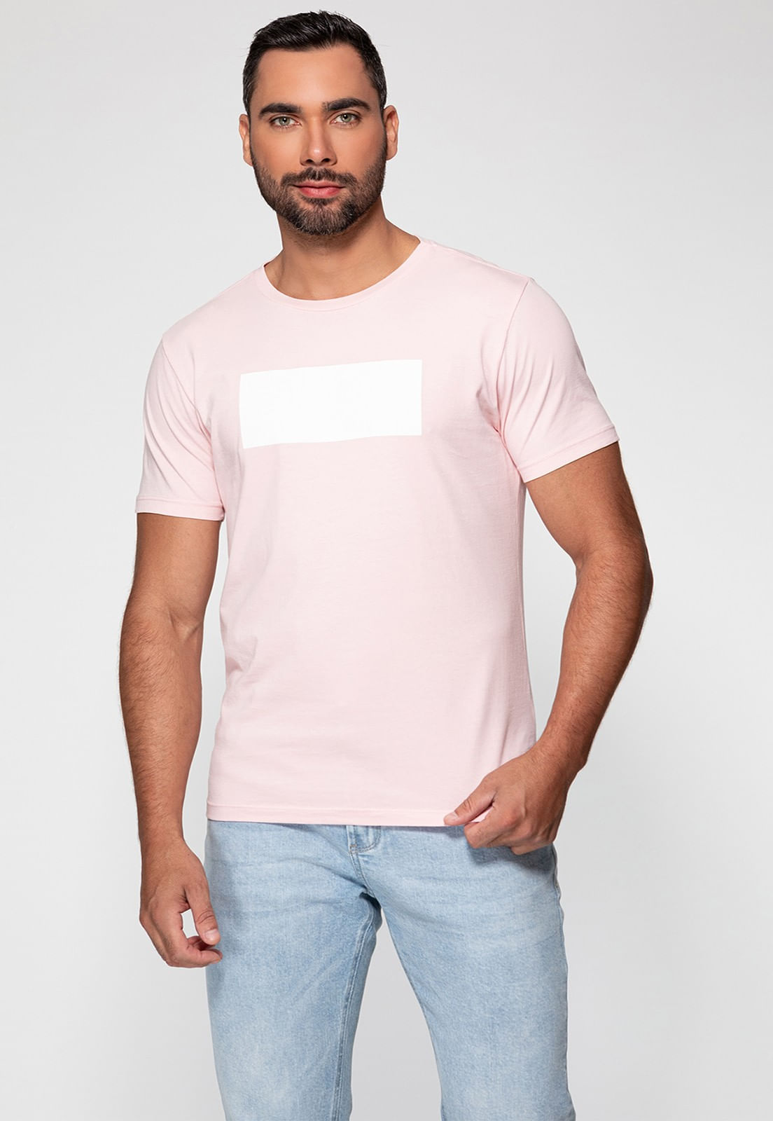 Camiseta Logo Gd Emborrachado Guess Rosa Claro