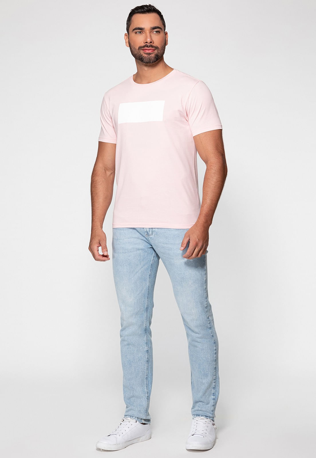 Camiseta Logo Gd Emborrachado Guess Rosa Claro - Imagem 7