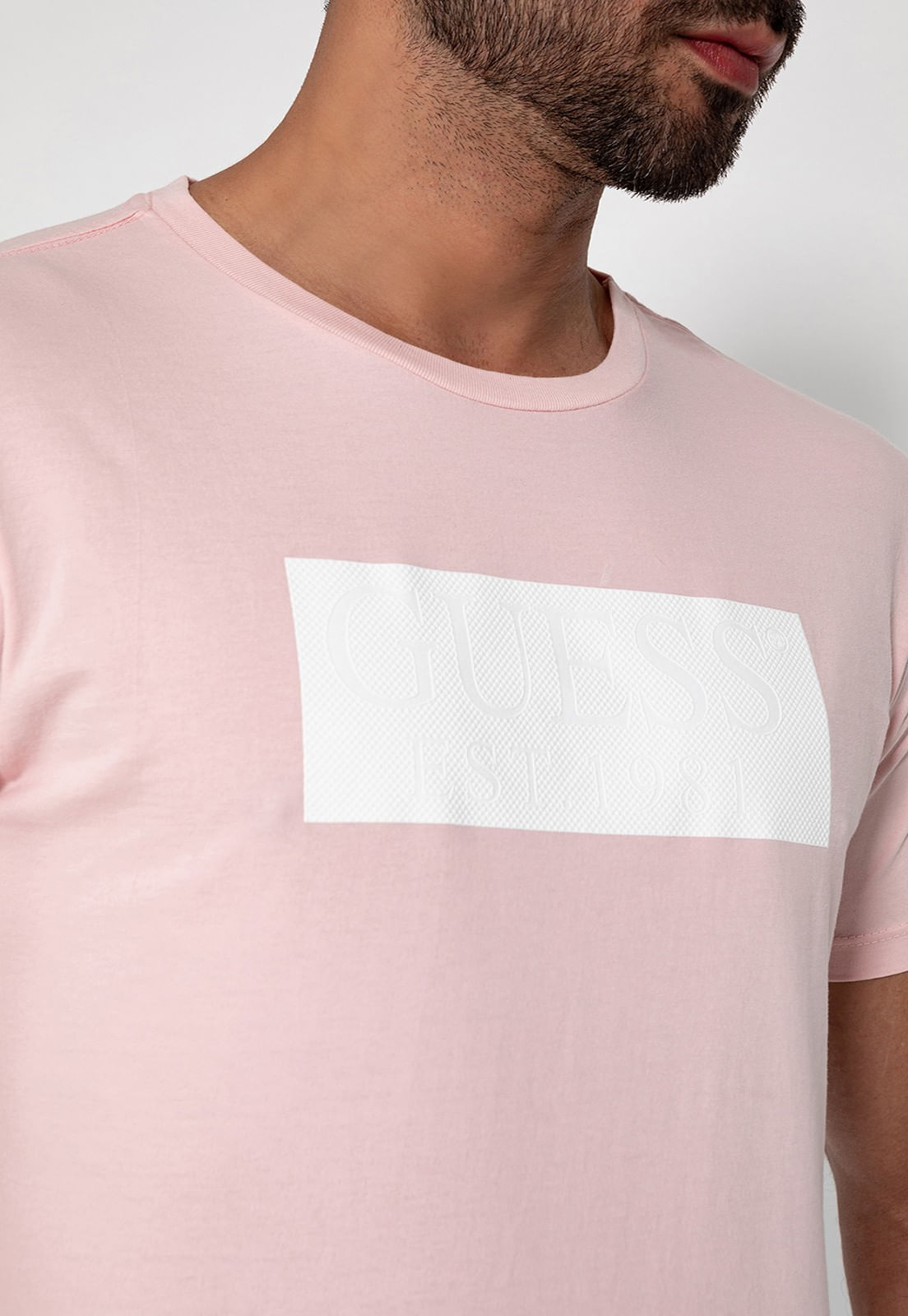 Camiseta Logo Gd Emborrachado Guess Rosa Claro - Imagem 18