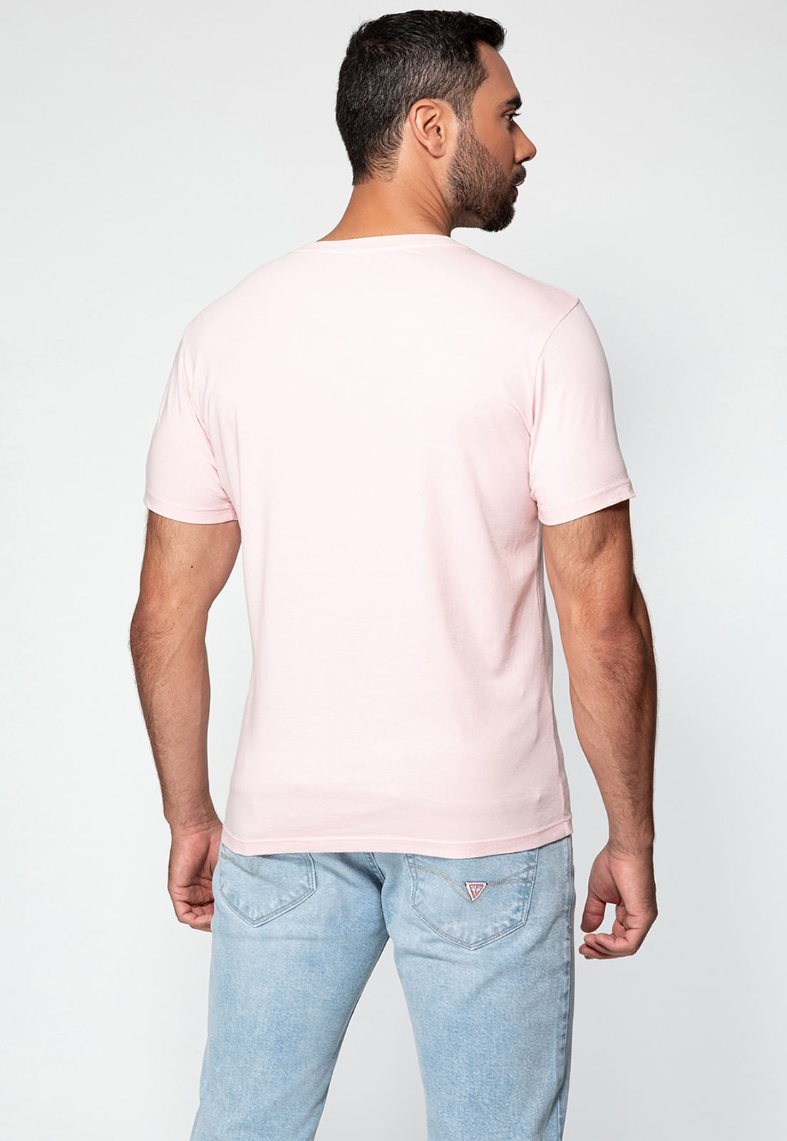 Camiseta Logo Gd Emborrachado Guess Rosa Claro - Imagem 24