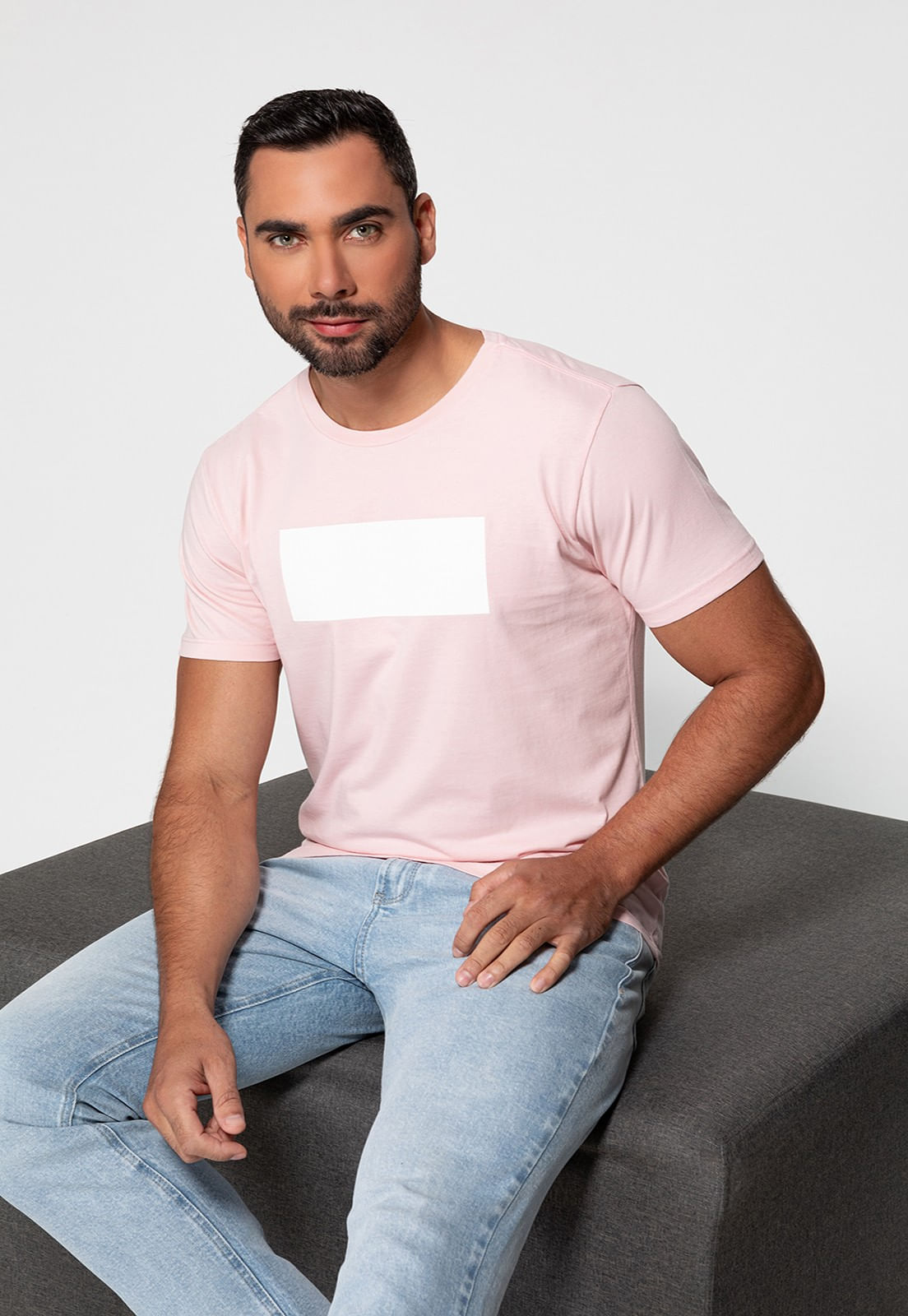 Camiseta Logo Gd Emborrachado Guess Rosa Claro - Imagem 25