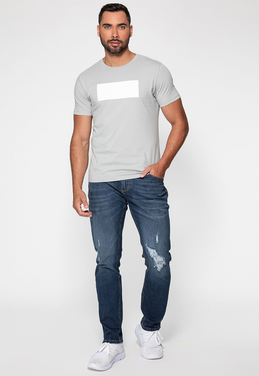 Camiseta Logo Gd Emborrachado Guess Cinza - Imagem 2