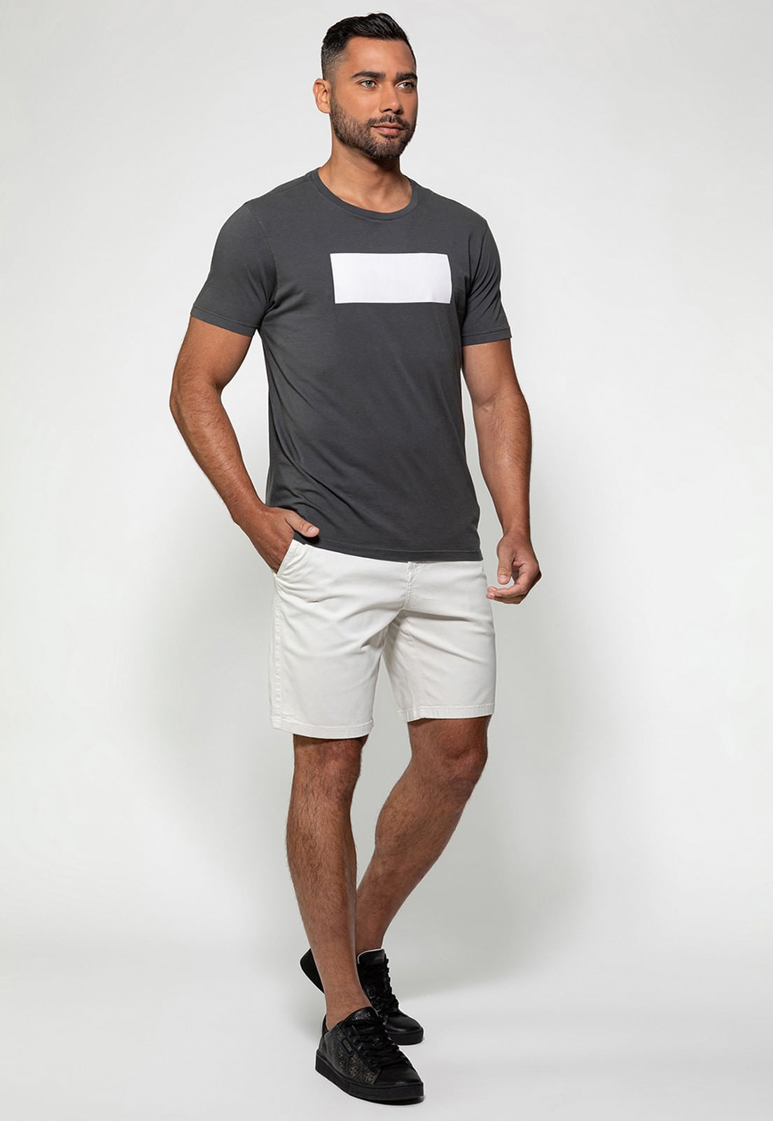 Camiseta Logo Gd Emborrachado Guess Grafite - Imagem 7