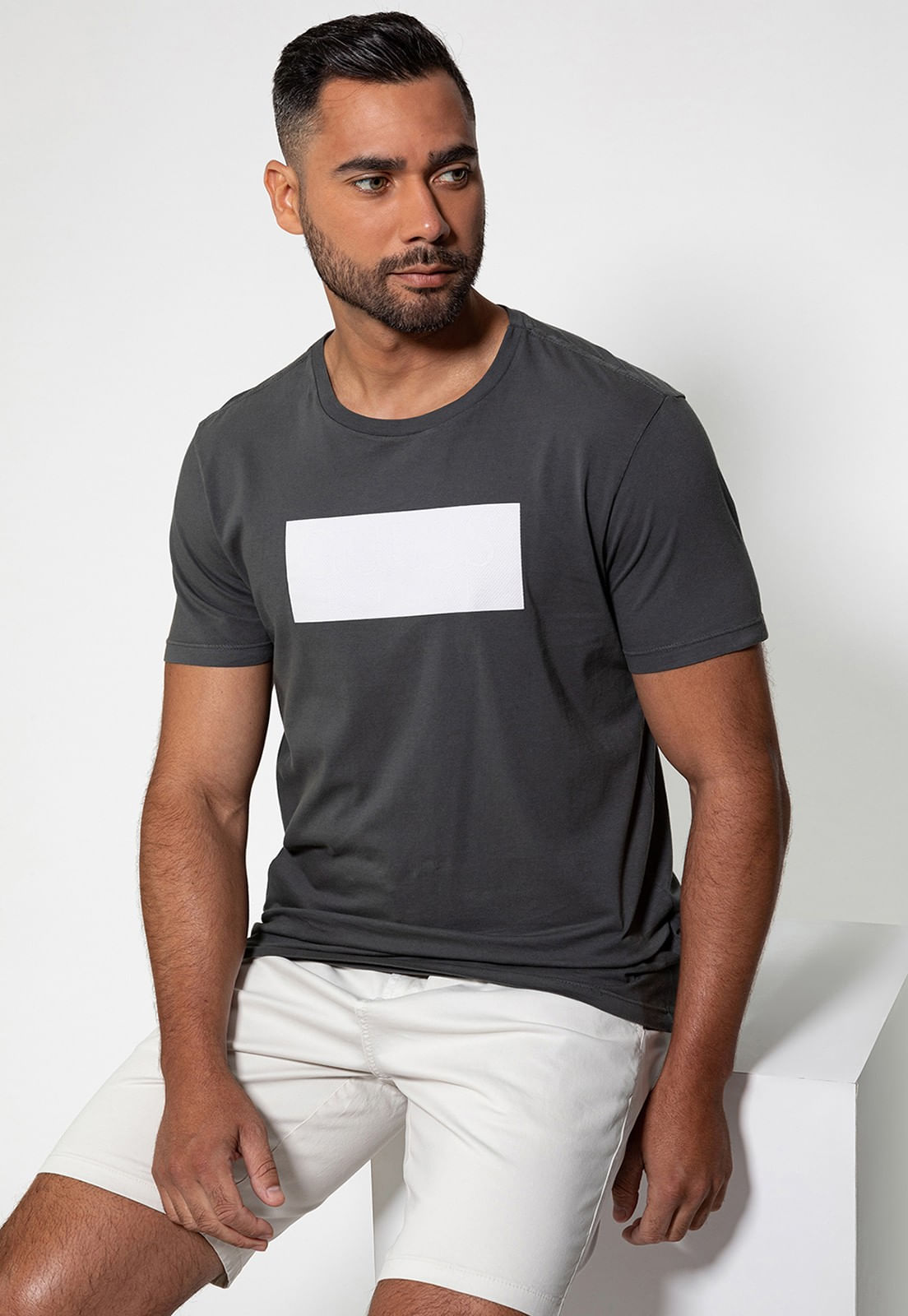 Camiseta Logo Gd Emborrachado Guess Grafite - Imagem 20