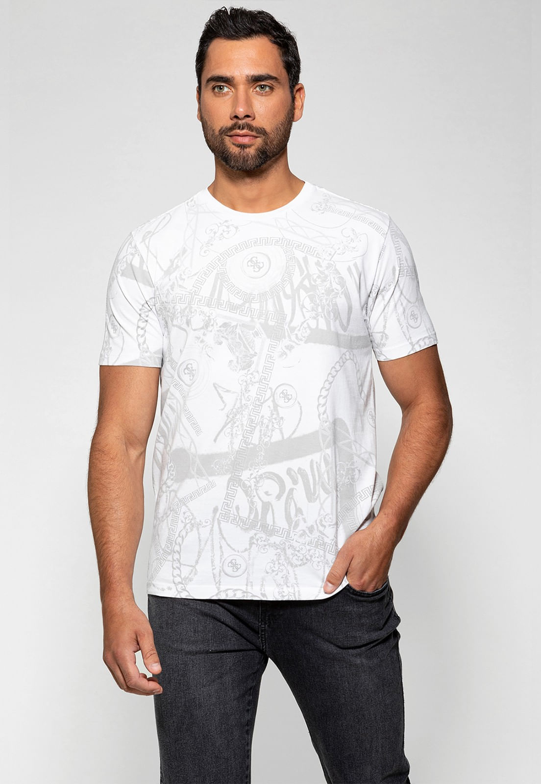 Camiseta Multi Estampa Guess Branco