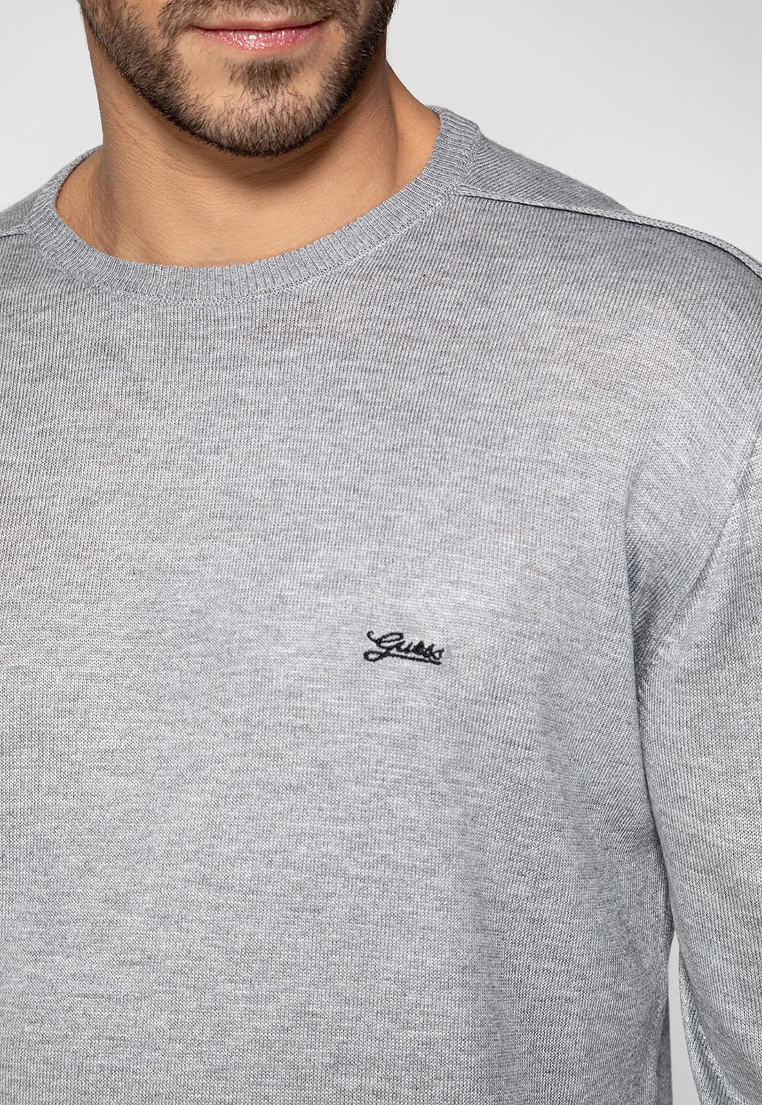 Pullover Tricot Masculino Guess Cinza Escuro - Imagem 9