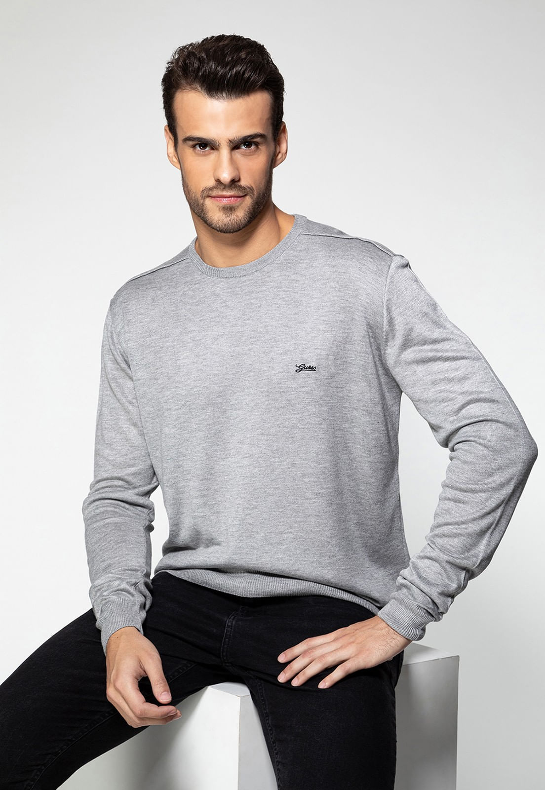 Pullover Tricot Masculino Guess Cinza Escuro - Imagem 17