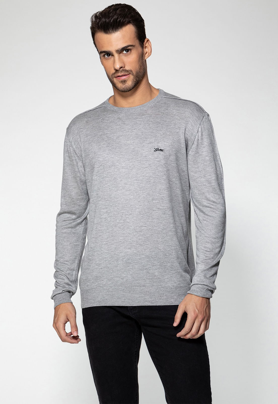 Pullover Tricot Masculino Guess Cinza Escuro - Imagem 25