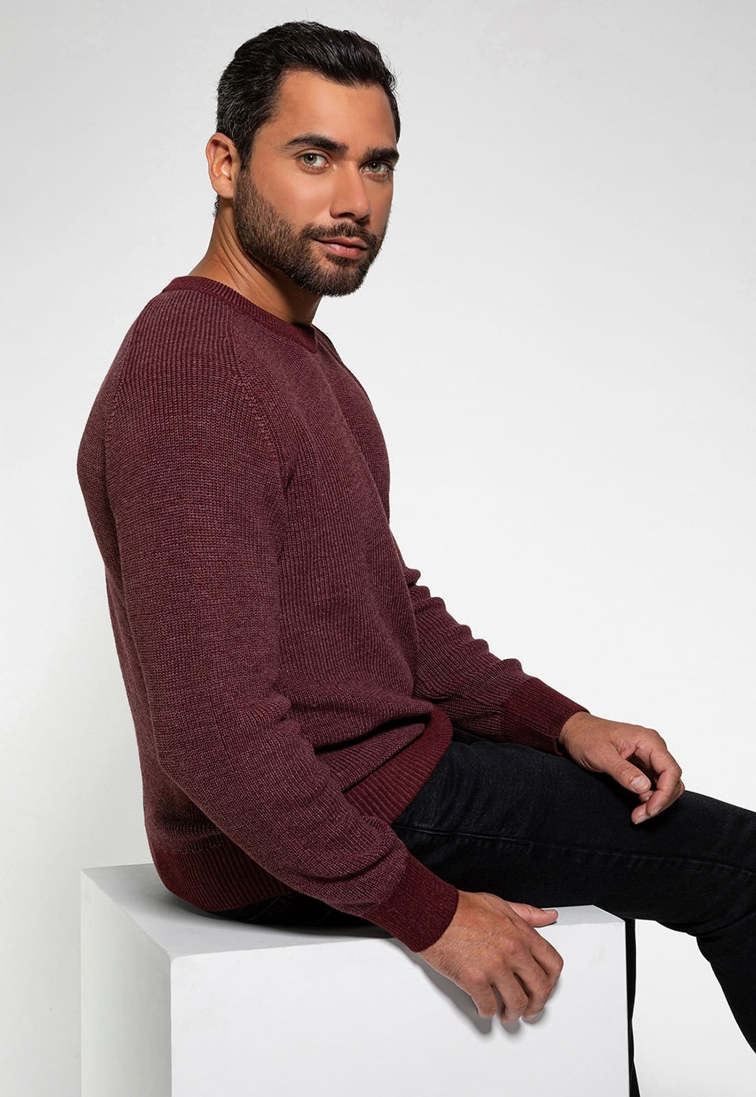 Pullover Tricot Estonado Guess Vinho - Imagem 15