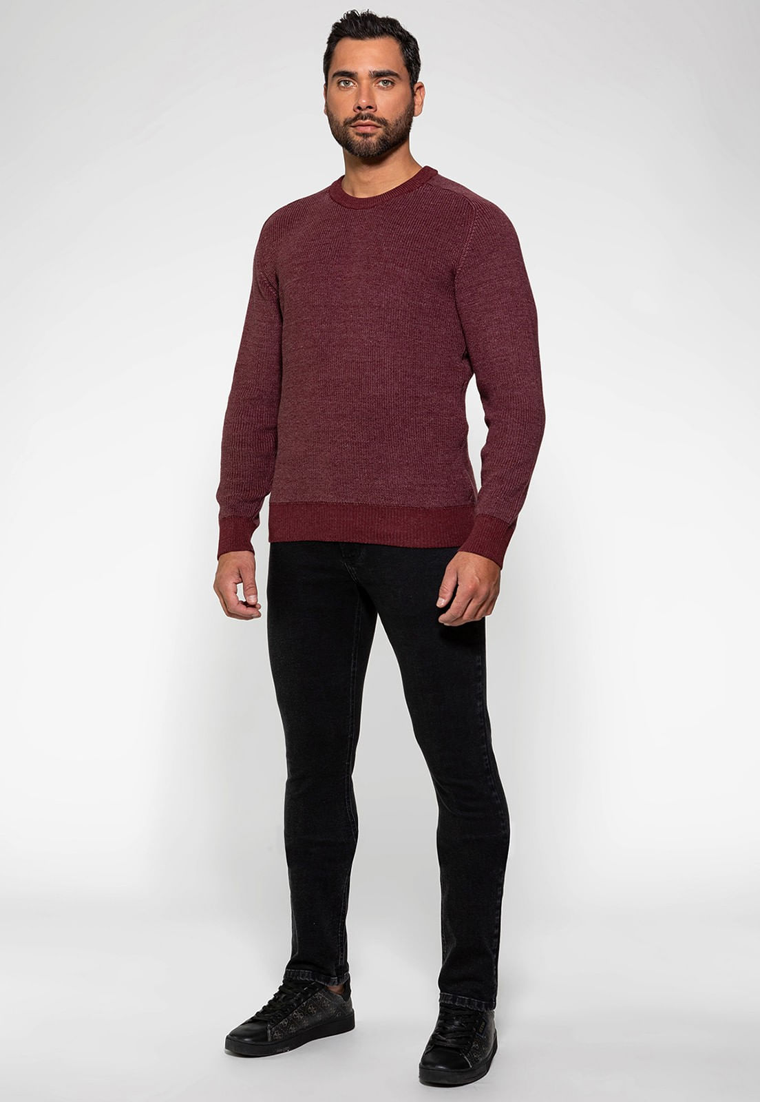 Pullover Tricot Estonado Guess Vinho - Imagem 17